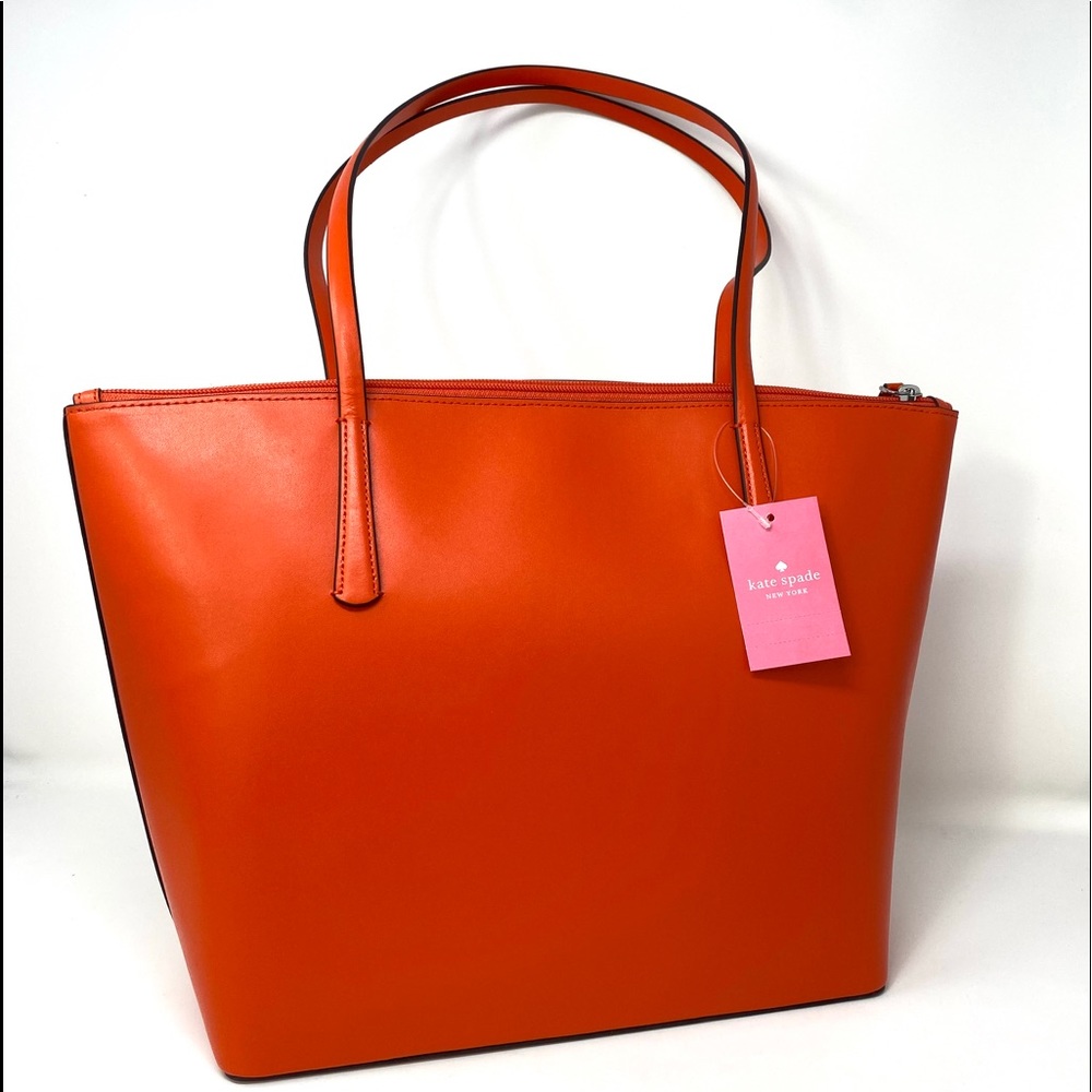 Kate ♠️Spade Large Women’s Tote Zina Leather Coral - Picture 3 of 10